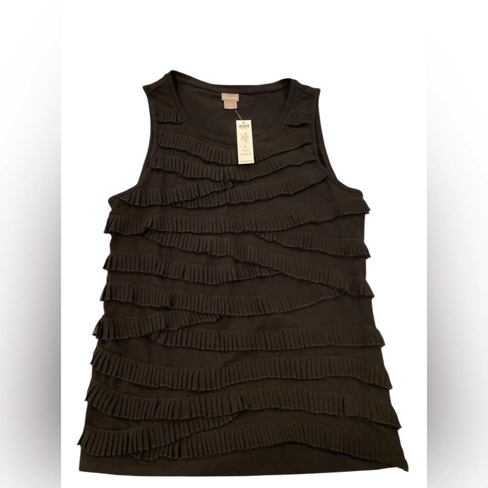 Chico’s Tiered Layering Tank Top Black NWT Size L